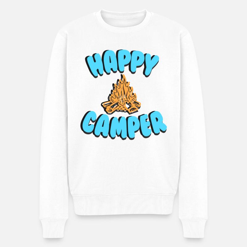 happy camper - camping life - Pull Premium bio Homme - blanc