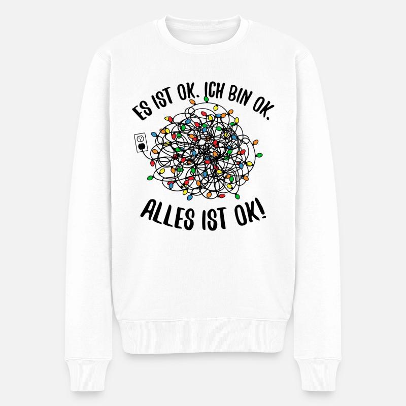 Lichterkette alles ok Weihnachten lustige Sprüche - Männer Premium Bio Pullover - Weiß