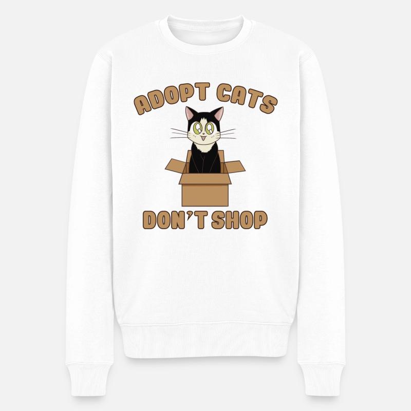 Chat mignon noir et blanc - Pull Premium bio Homme - blanc