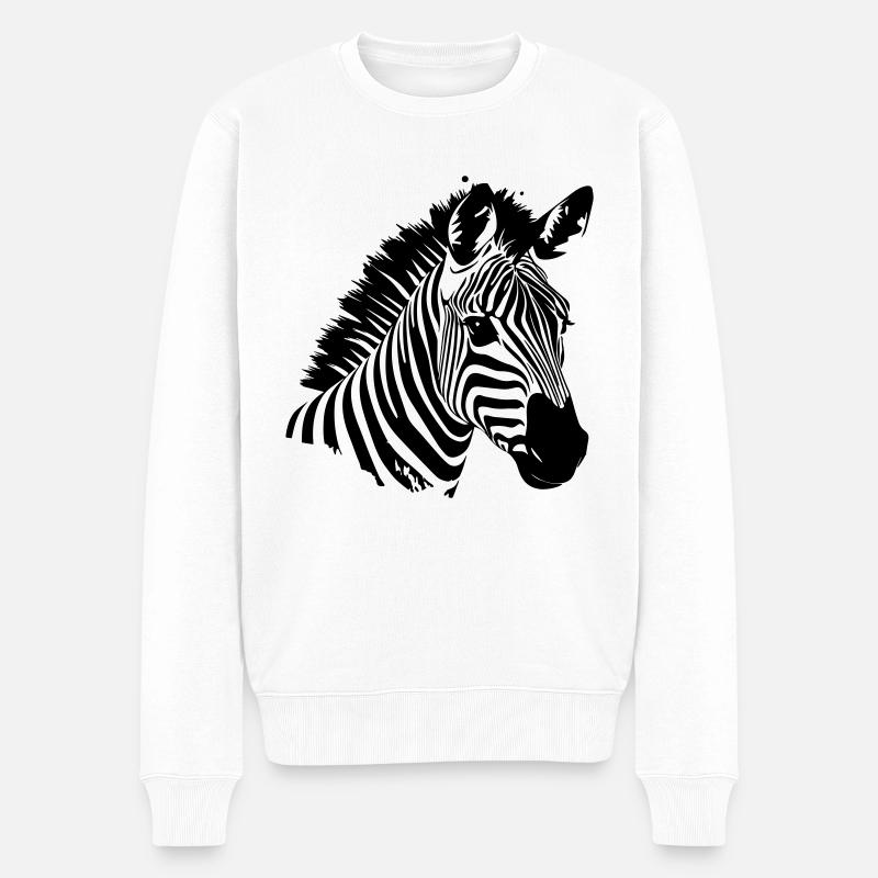 Zebra - Männer Premium Bio Pullover - Weiß