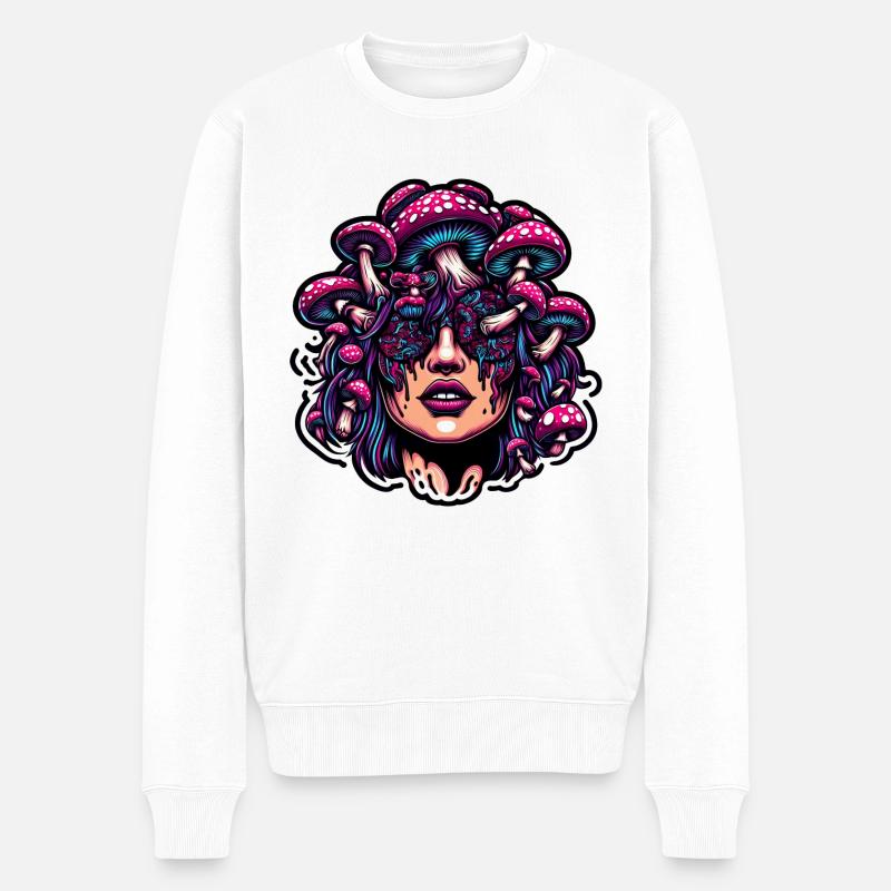 Beauté psychédélique des champignons - Pull Premium bio Homme - blanc