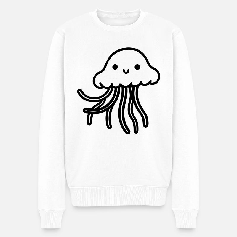 Qualle - Männer Premium Bio Pullover - Weiß