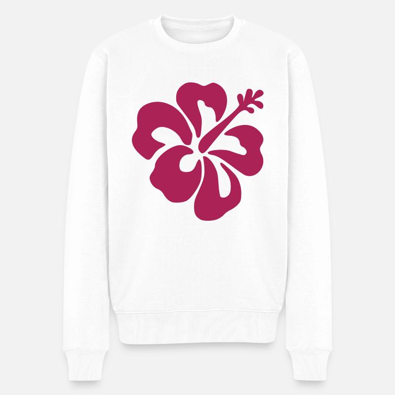 Hibiskus Blume - Männer Premium Bio Pullover - Weiß