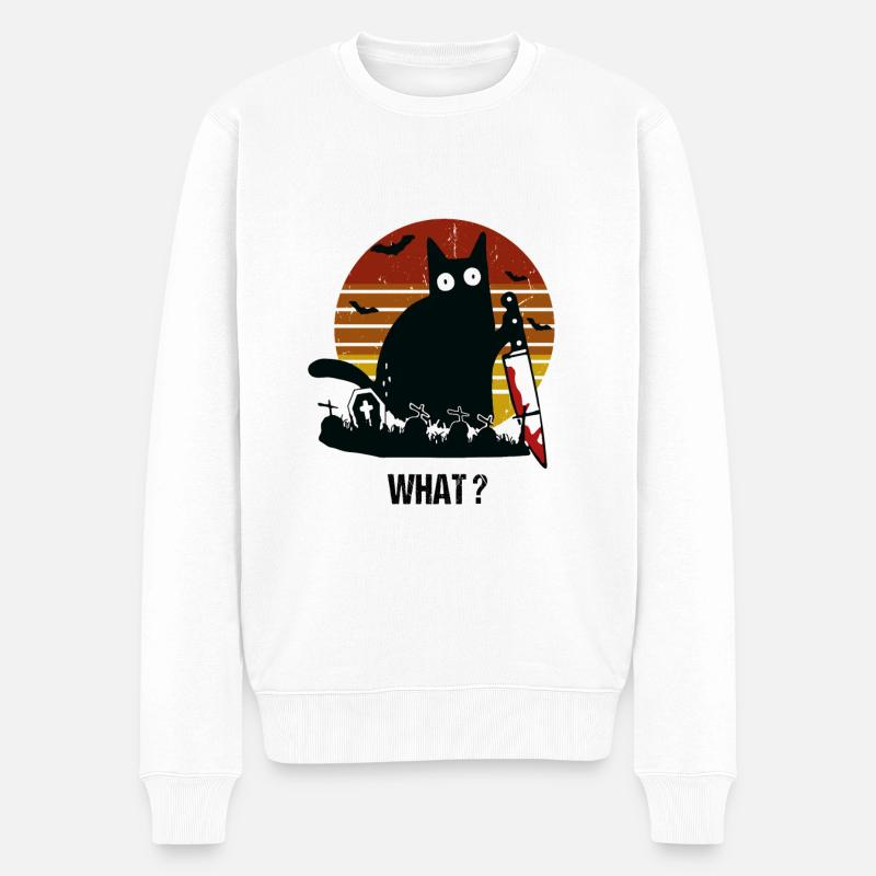 Scarry Cat3 - Männer Premium Bio Pullover - Weiß