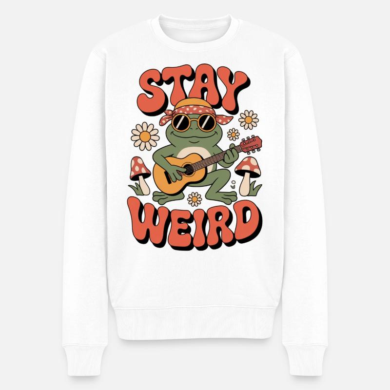 Hippie Stay Weird - Männer Premium Bio Pullover - Weiß