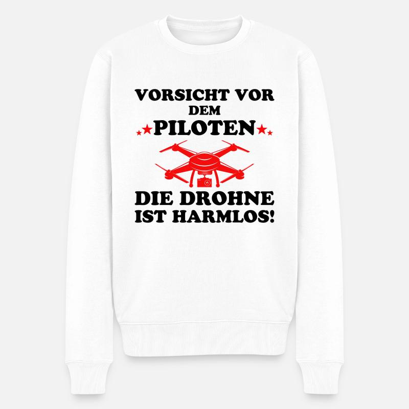 Vorsicht vor dem Piloten Drohne Lustig Geschenk - Männer Premium Bio Pullover - Weiß