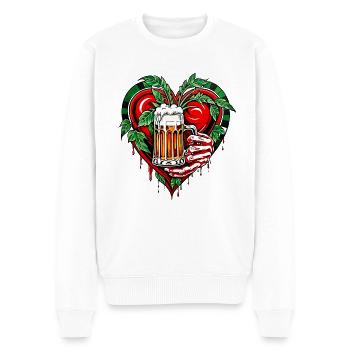 Ich liebe Bier - Männer Premium Bio Pullover - Weiß - Vorne - Thijin (182cm)