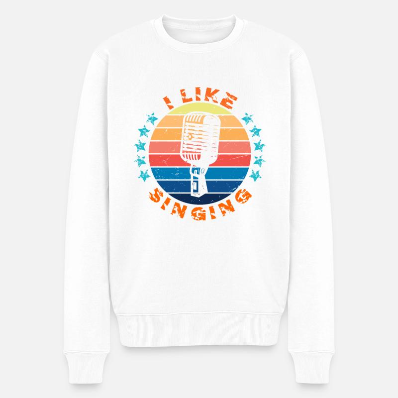I like singing, Ich singe gerne! - Männer Premium Bio Pullover - Weiß