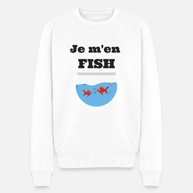 Je m'en FISH - Pull Premium bio Homme - blanc