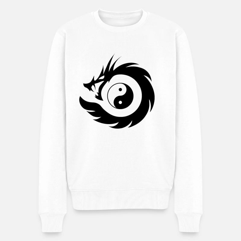 Dragon Yin Yang (v2) - Männer Premium Bio Pullover - Weiß