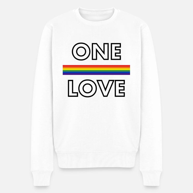 Frieden one love - Männer Premium Bio Pullover - Weiß