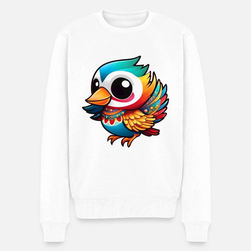 Mignon oiseau en fête - Pull Premium bio Homme - blanc