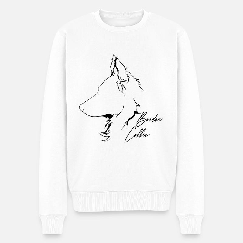 BORDER COLLIE Profil Chiens Chien Wilsigns - Pull Premium bio Homme - blanc