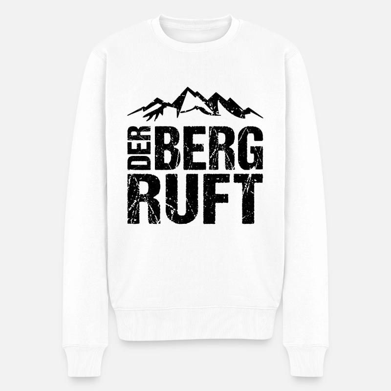 Der Berg Ruft Wandern Berge - Männer Premium Bio Pullover - Weiß