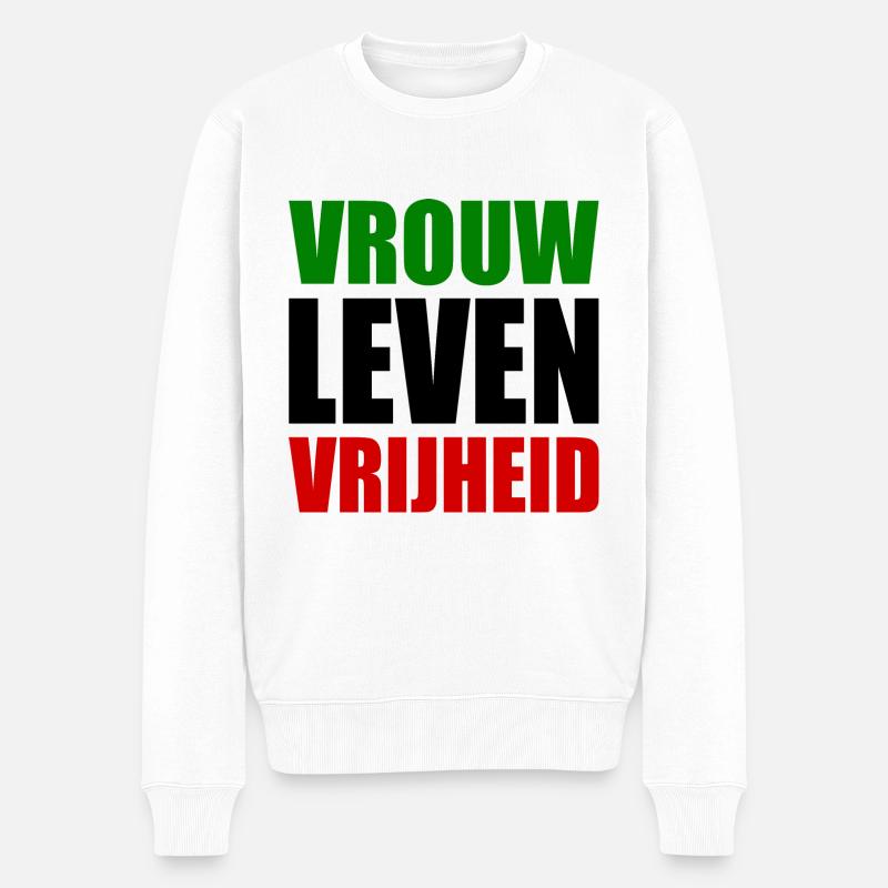 FRAU LEBEN FREIHEIT - Männer Premium Bio Pullover - Weiß