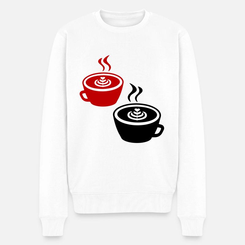 Kaffee Icon - Männer Premium Bio Pullover - Weiß