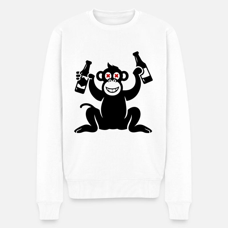Bière de singe bue - Pull Premium bio Homme - blanc