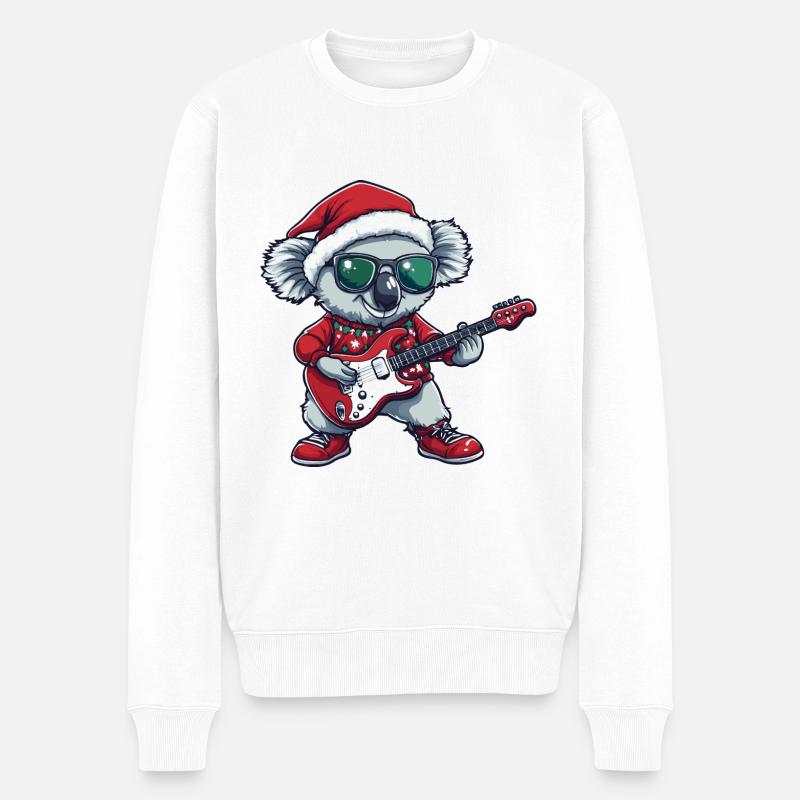 Guitare Rocker de Noël Koala - Pull Premium bio Homme - blanc