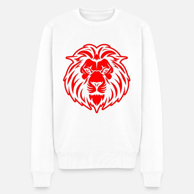 Löwe Kopf - Männer Premium Bio Pullover - Weiß