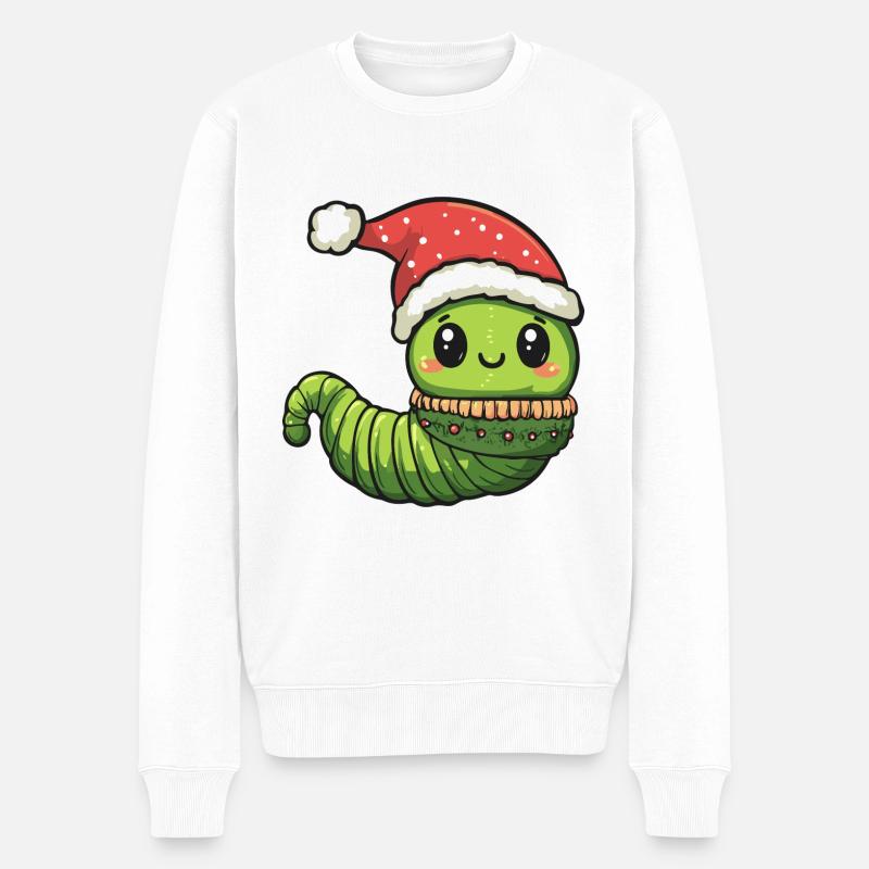 Wurm Weihnachten Comic - Männer Premium Bio Pullover - Weiß