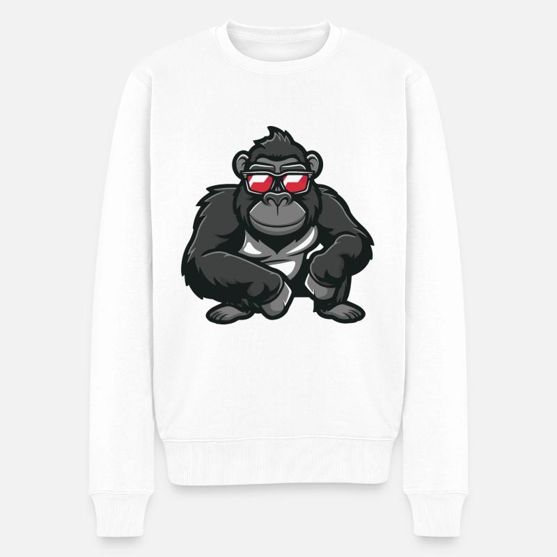 Gorilla Tier - Männer Premium Bio Pullover - Weiß