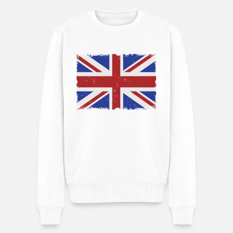 Drapeau Royaume-Uni Grunge - Pull Premium bio Homme - blanc