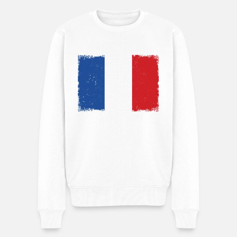 Frankreich Grunge Flagge - Männer Premium Bio Pullover - Weiß
