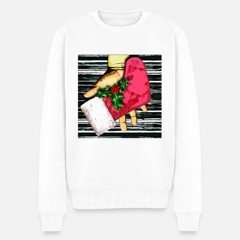 Jingle Socke & Holly - Männer Premium Bio Pullover - Weiß
