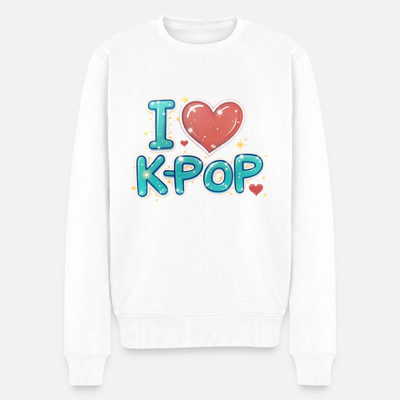 Ich liebe K-Pop - Männer Premium Bio Pullover - Weiß