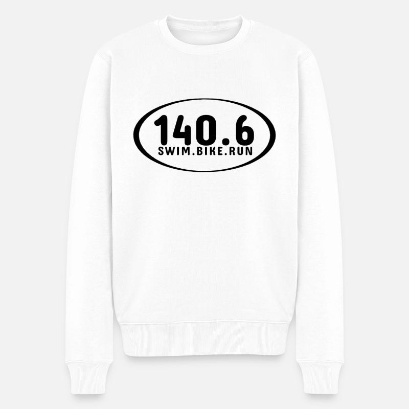 140.6 SWIM.BIKE.RUN. - Männer Premium Bio Pullover - Weiß