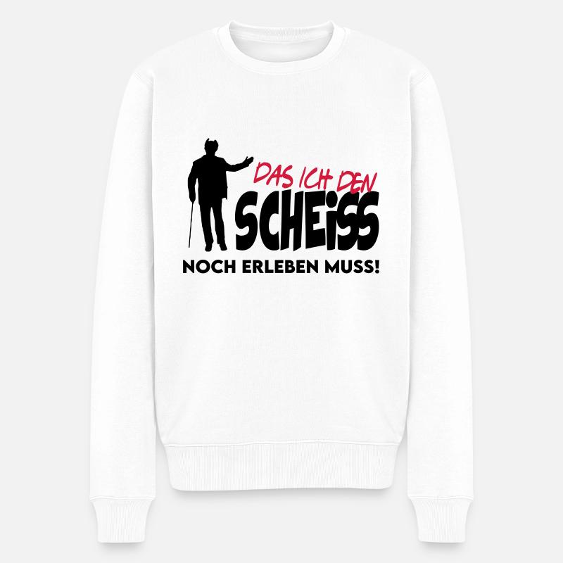 Rentner Alter Mann Scheisse erleben - Männer Premium Bio Pullover - Weiß