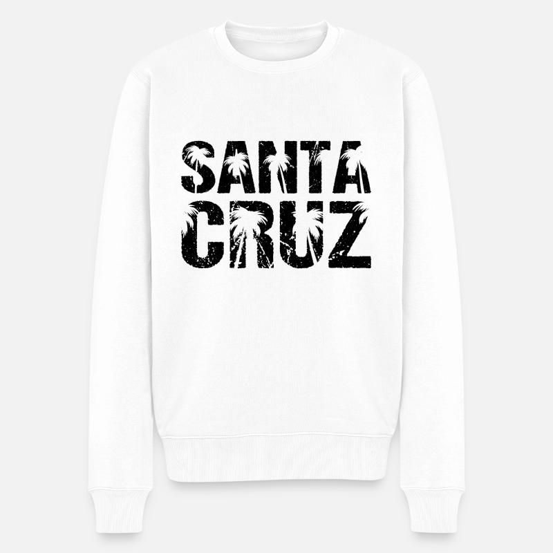 Santa Cruz Palmen Surfer - Männer Premium Bio Pullover - Weiß