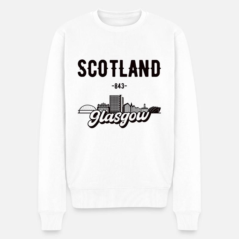 Glasgow Schottland Heimat Geschenk - Männer Premium Bio Pullover - Weiß