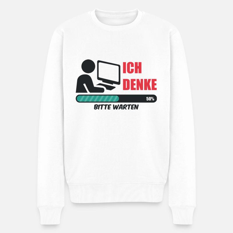 Informatiker ich denke Nerd coding Admin Geek IT - Männer Premium Bio Pullover - Weiß