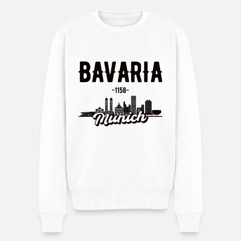 München Heimat Bayern Geschenk - Männer Premium Bio Pullover - Weiß