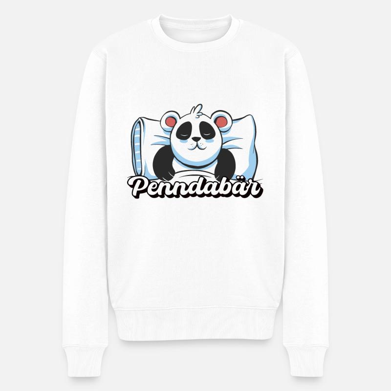 Panda Schlaf Bär Geschenk - Männer Premium Bio Pullover - Weiß