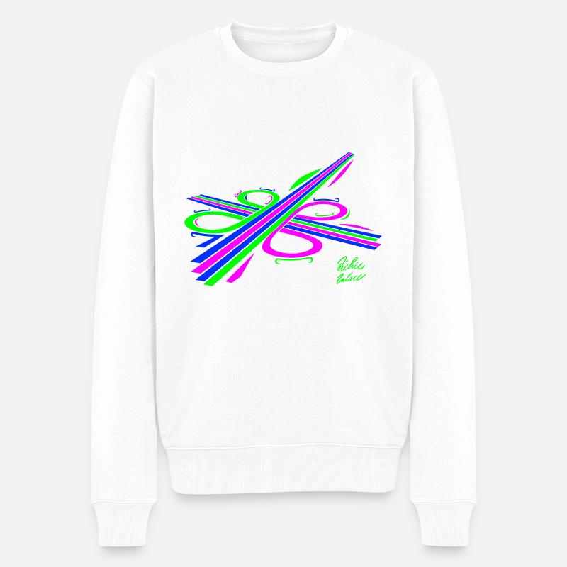 Aura-Stream 003 3-farbig - Männer Premium Bio Pullover - Weiß