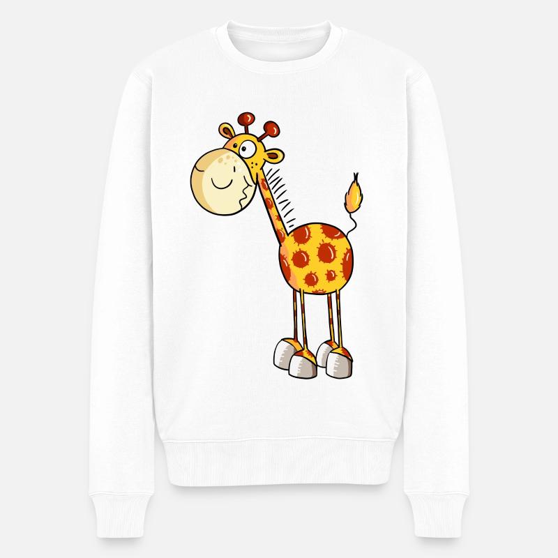 Drollige Giraffe - Giraffen - Comic - Fun - Männer Premium Bio Pullover - Weiß
