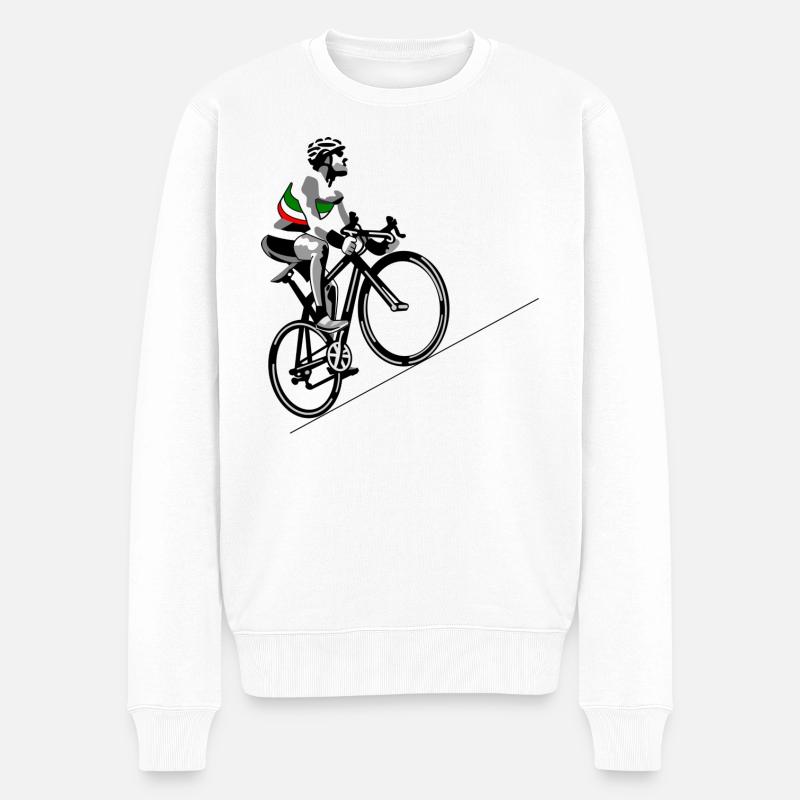 Radfahrer mit italienischer Flagge - Männer Premium Bio Pullover - Weiß