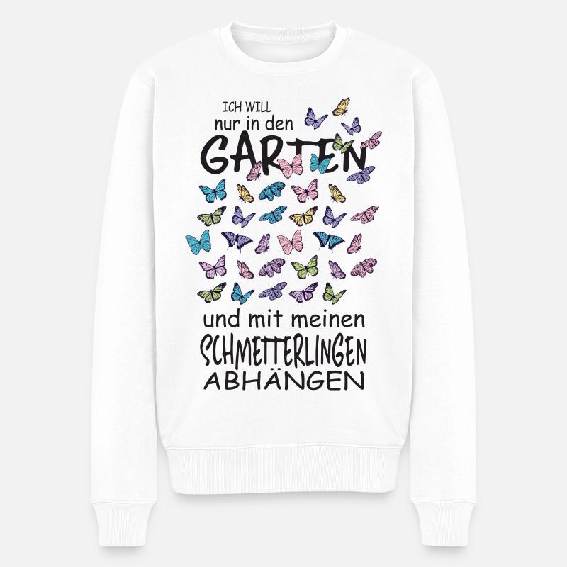 Schmetterlinge und mein Garten - Männer Premium Bio Pullover - Weiß