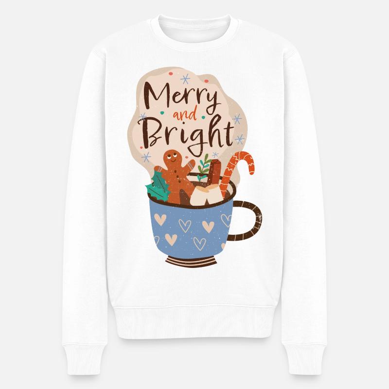 Merry and Bright Mug Noël - Pull Premium bio Homme - blanc
