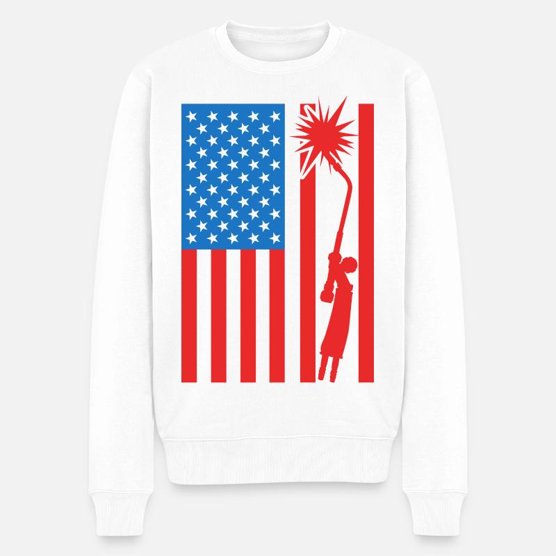 USA Schweißer - Männer Premium Bio Pullover - Weiß