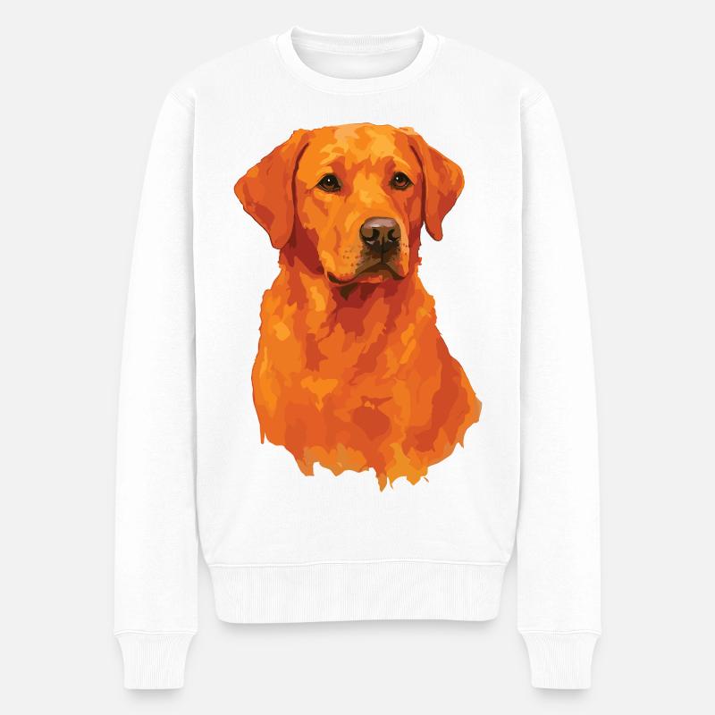 Aquarell Fox red  Labrador PopArt - Männer Premium Bio Pullover - Weiß