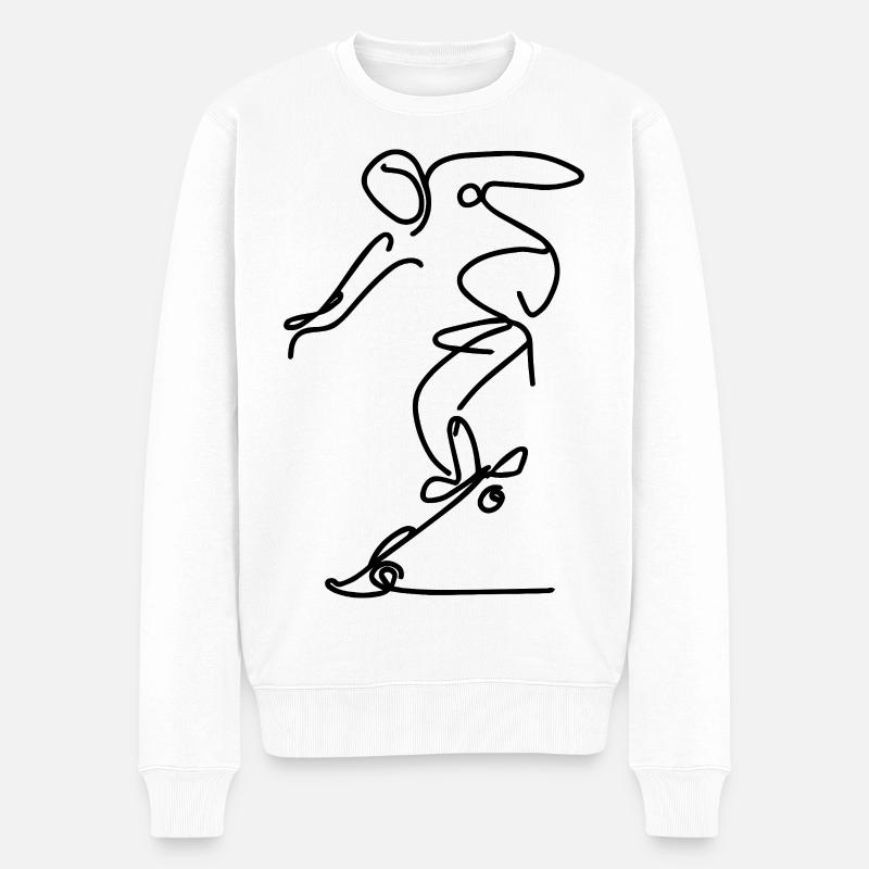 Skateboarder Skizze - Männer Premium Bio Pullover - Weiß