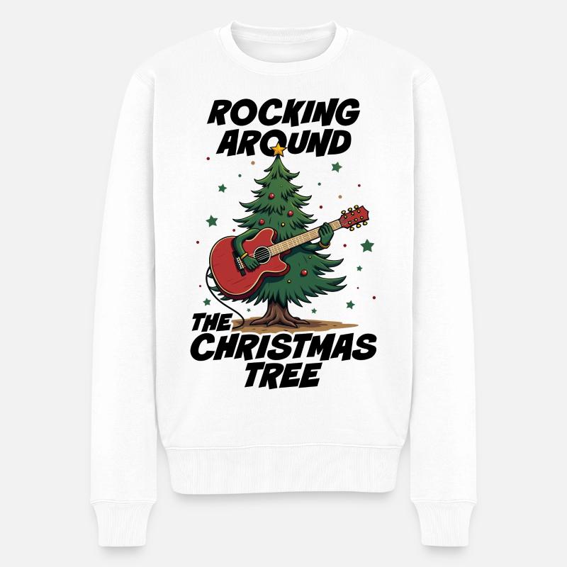 Schaukeln um den Weihnachtsbaum - Männer Premium Bio Pullover - Weiß