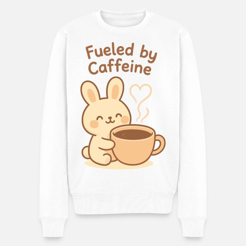 Angetrieben von Caffeine Bunny - Männer Premium Bio Pullover - Weiß