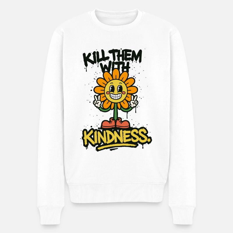 Tuez-les avec gentillesse – Graffiti rétro Saying - Pull Premium bio Homme - blanc