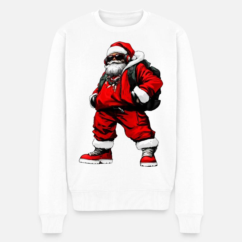 Rapper Weihnachtsmann - Männer Premium Bio Pullover - Weiß