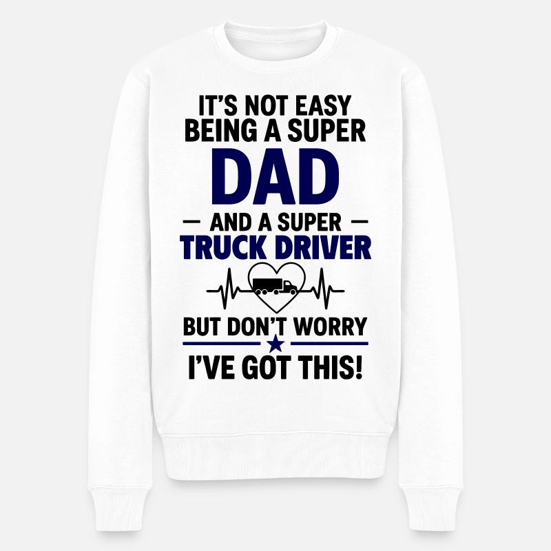 Herz + LKW-Fahrer – Super Papa Berufskraftfahrer - Männer Premium Bio Pullover - Weiß