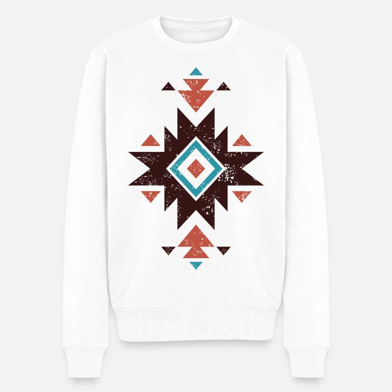 Boho-Diamant-Emblem - Männer Premium Bio Pullover - Weiß